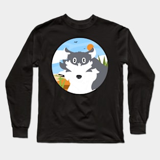 Wolf Face Scene Long Sleeve T-Shirt